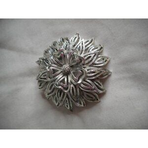 Vintage Lisner Silver Floral Brooch Pin Jewelry